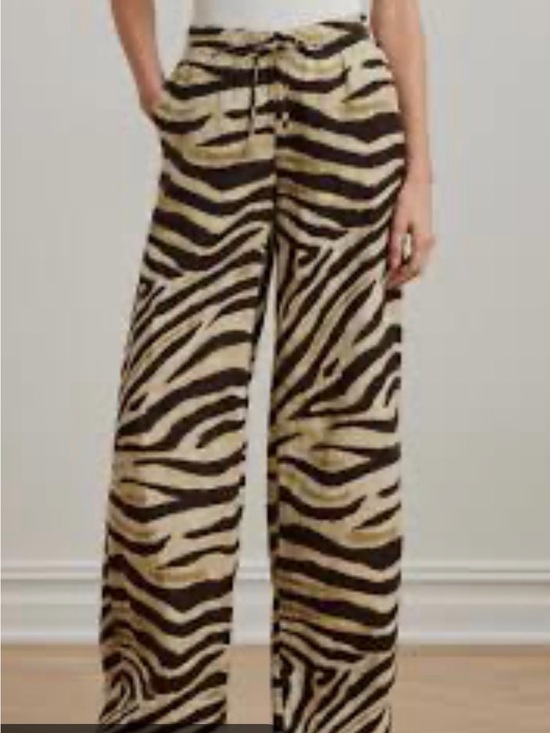 Ralph Lauren Pants - Ralph Lauren Zebra-Print Wide Leg Pants in Black & Cream